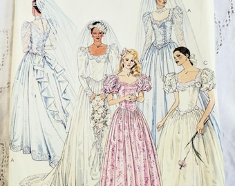 80s Wedding Fashion, Bride or Bridesmaid Dresses, Fitted Bodice, Shaped Waistline with Gathers, UNCUT McCall&#39;s 3490, Size 6-8-10