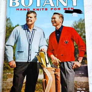 50s Botany Knitting Magazine, Hand Knits for Men, Vol 12, Classic Men's Knitwear, Pullovers, Vests, Button Front Cardigans, Zippered Jackets