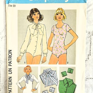 Retro 1970s Bodysuit & Dickies and Cuffs Sets, Crotch Snaps, Blouse or T-Shirt Looks, Long or Short Sleeve, UNCUT Simplicity 7681, Size 10