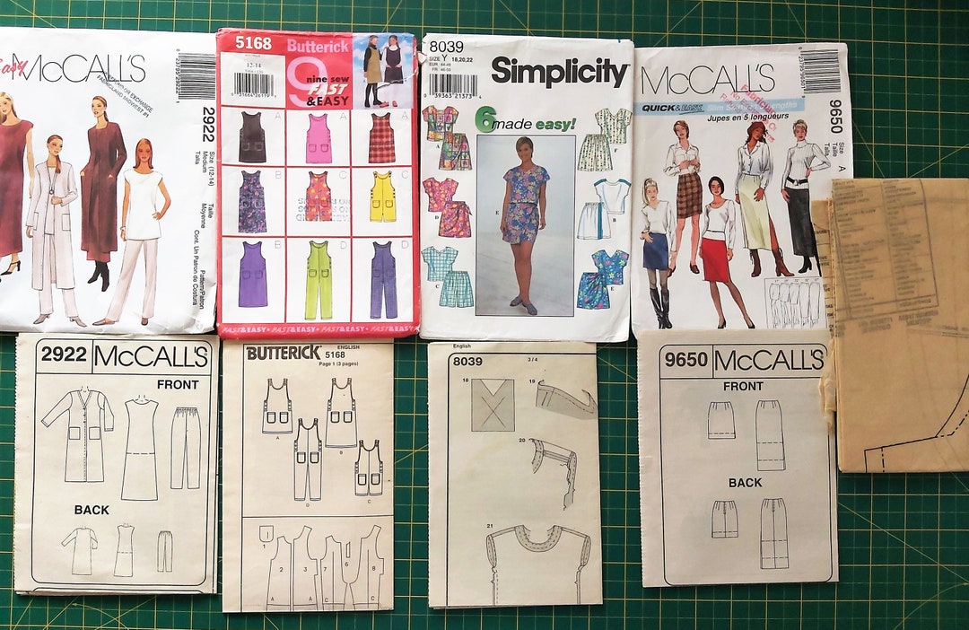 Y2K Empty Sewing Pattern Envelopes & Instructions 1990s-2000 - Etsy