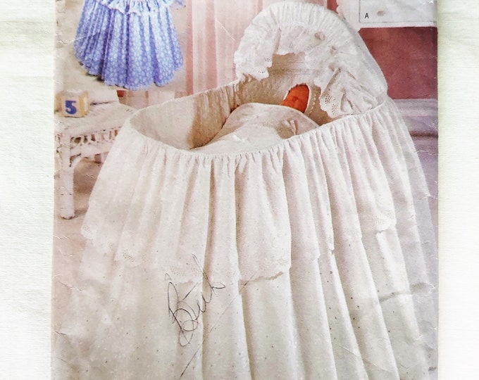 80s Baby Accessories With Skirt, Ruffled Trim, Hood Cover, Sheets, Pillow Butterick