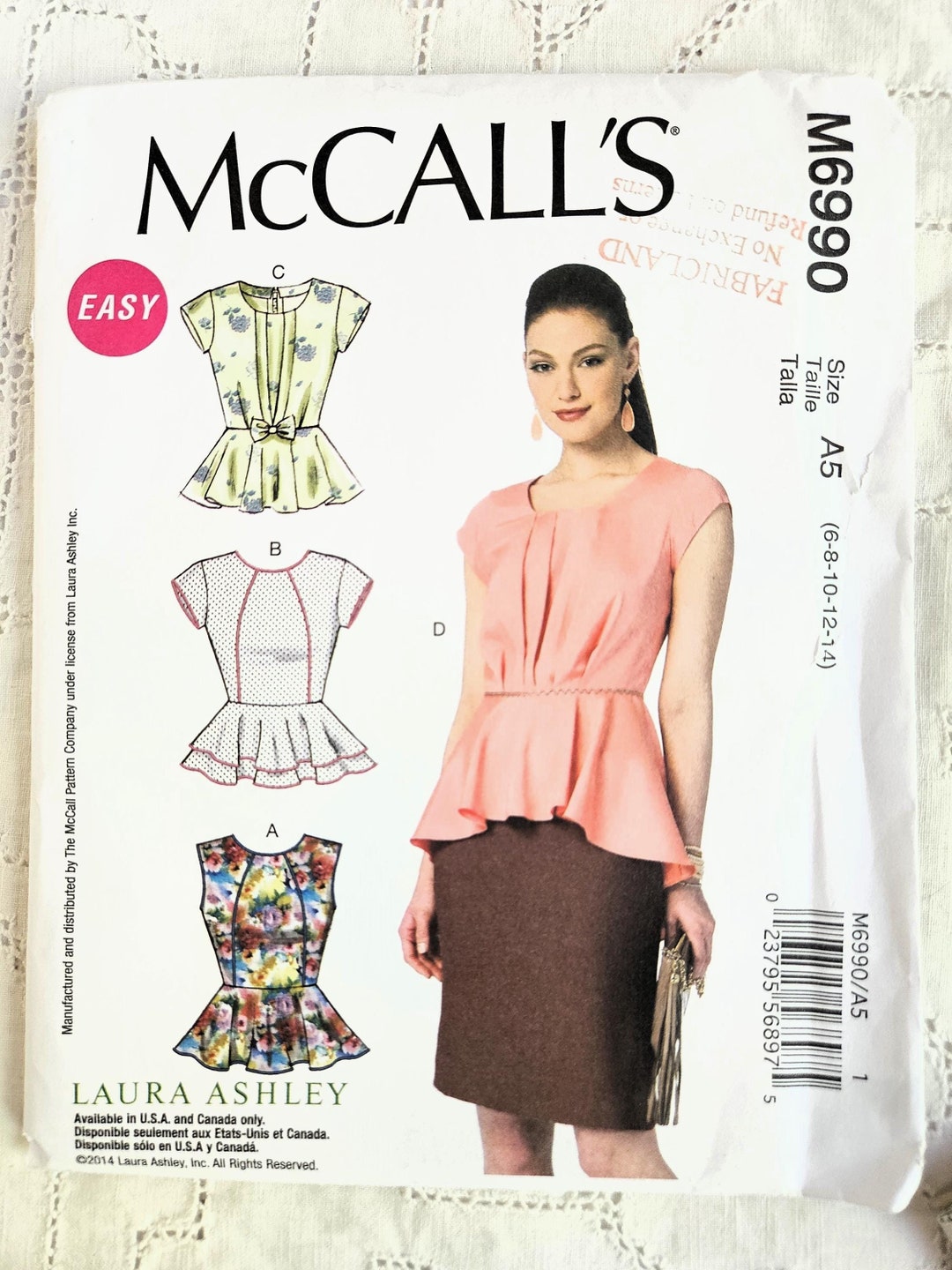 Easy to Sew Peplum Top, Fitted Top With Waist Seam, Flounce and Bodice ...