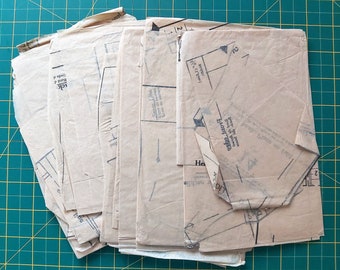 Vintage Sewing Pattern Printed Tissue Paper Paper Ephemera, Junk