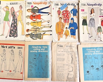 Artículos de papelería vintage de los años 60, sobres de patrones de costura de moda e instrucciones, papel para diarios creativos, decoración para cuartos de costura, imágenes para collages.