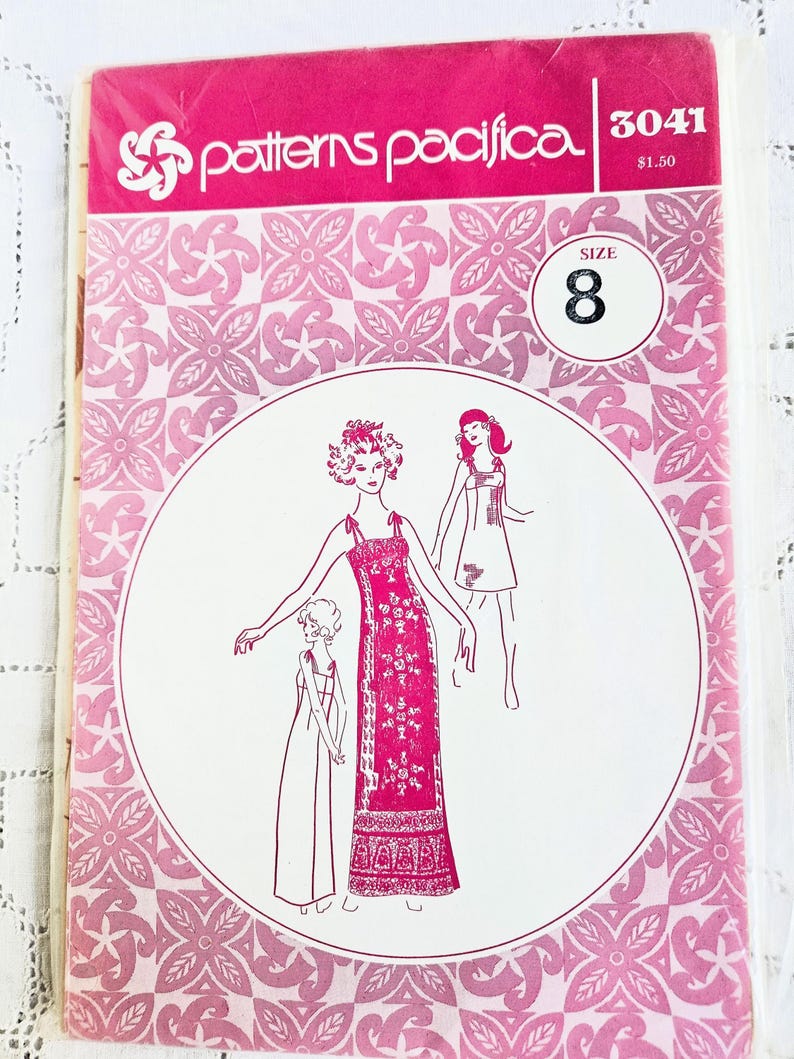 Pasifica Border Patterns Retro 70s Hawaiian Fashion, Mini or Maxi Sleeveless Dresses, Shoulder ...