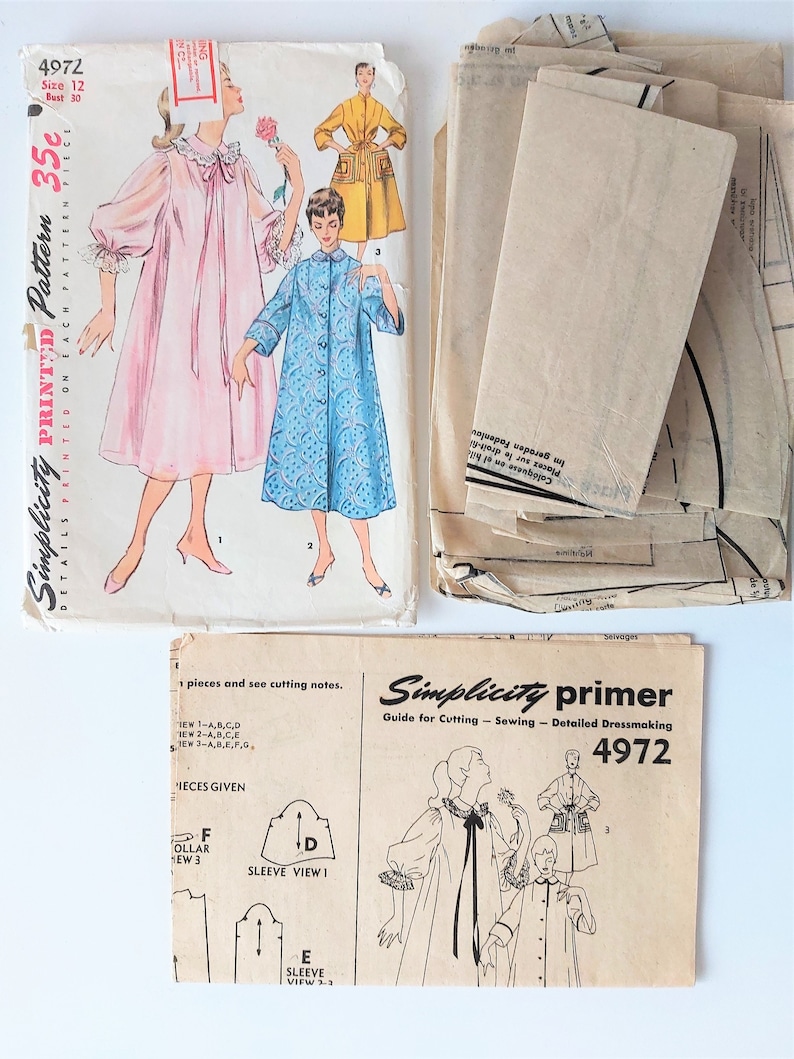 Vintage 50s Duster Coat, Negligee, Housecoat, Lounge Wear, Peter Pan or ...