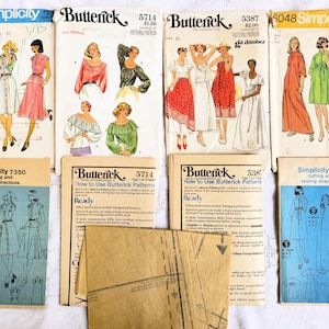 Papier éphémère vintage des années 1970, enveloppes pour patrons de couture mode, feuilles d'instructions, journal indésirable, album de bricolage, décoration de salle de couture