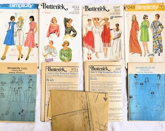 Vintage 1970s Paper Ephemera, Fashion Sewing Pattern Envelopes, Instruction Sheets, Junk Journal, Scrapbook Craft Paper, Sewing Room Decor
