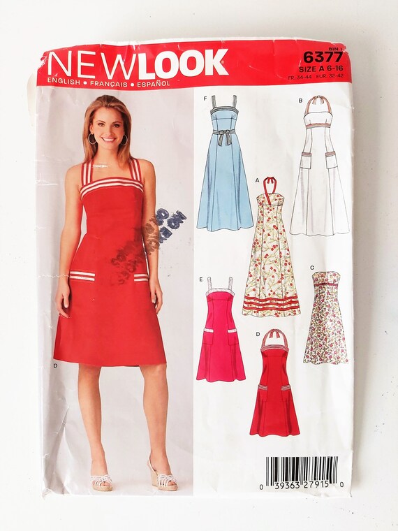 Empire Waist Summer Dresses Strapless Halter Shoulder Straps or Tied Neck A line Maxi or Knee Length New Look 6377 Sizes 6 16 Etsy UK