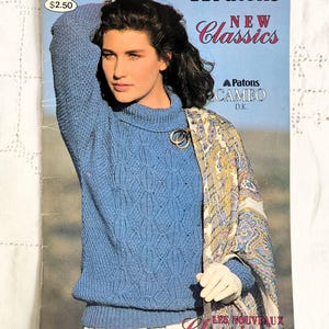 80s Knitting Pattern Booklet for 6 Sweaters, Using Beehive Cameo or Supersoft Yarns, New Classics, Patons 629, Bust 30-40"