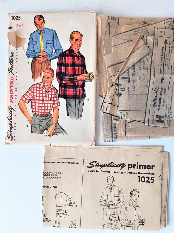 1950s Men's Button Front Shirt, MCM Classic Sports Shirt, Gathered