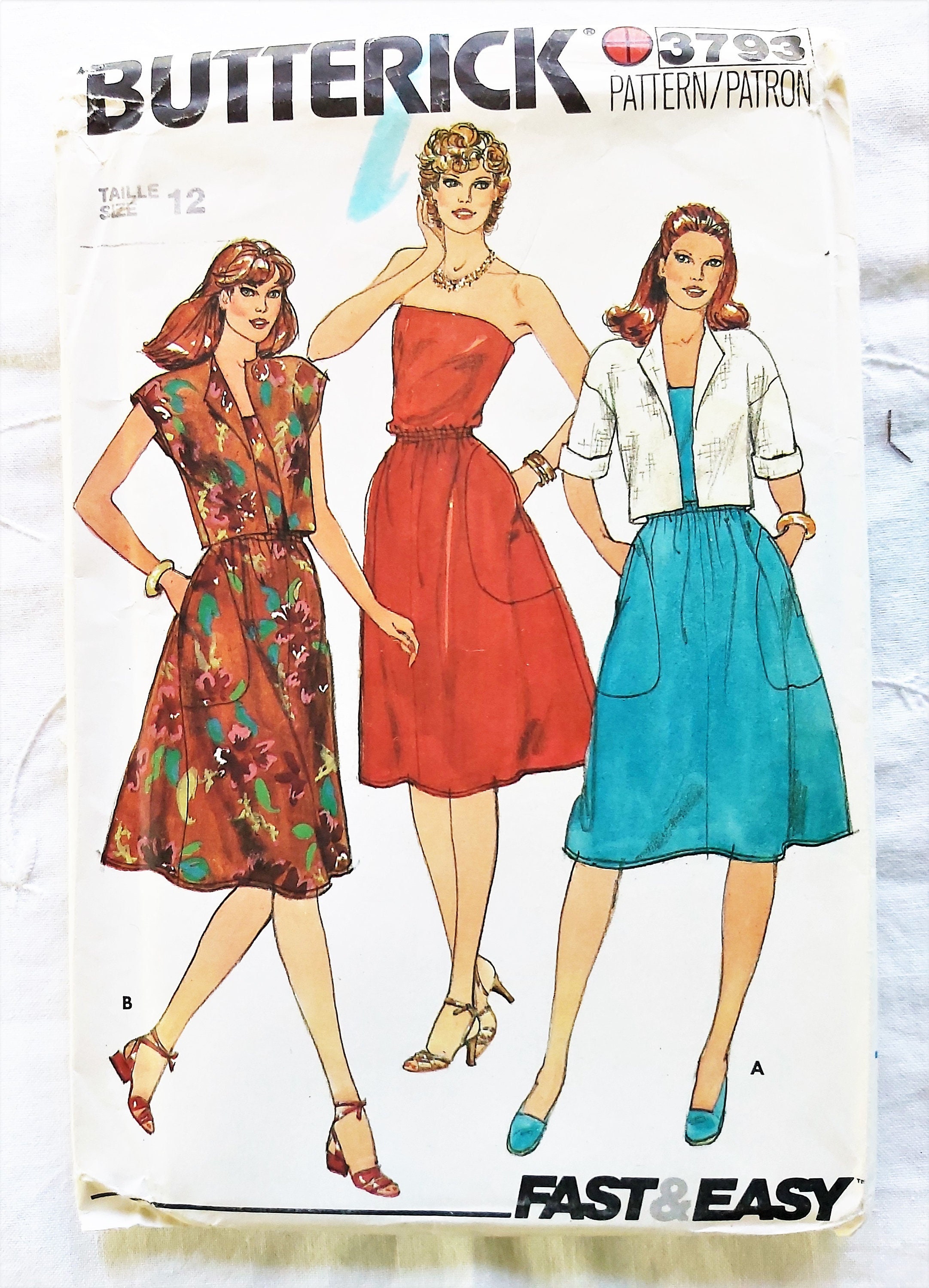 80s Strapless Sundress & Bolero Style Jacket, Easy to Sew