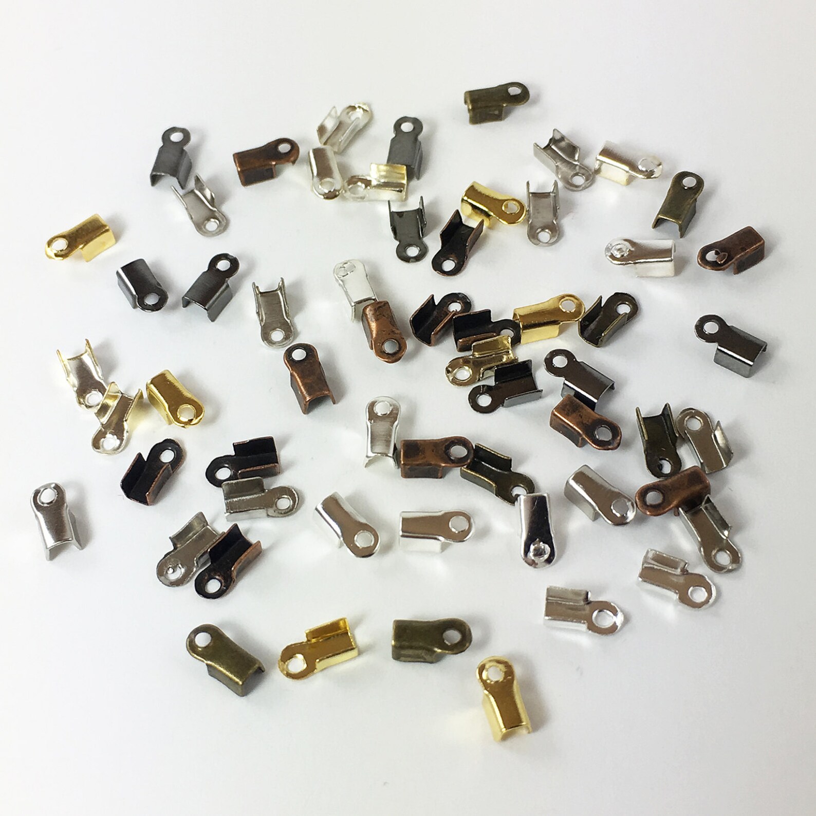 50 Fold Over Cord Ends 3x6mm Crimp Tips Assorted Colors Etsy