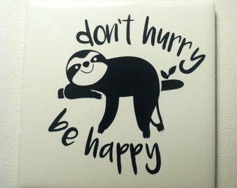 Black Edges Sloths Resin Tile Drink Coaster Set