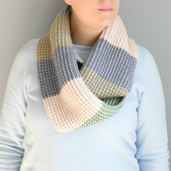 Tunisian Crochet Colorblock Scarf - PATTERN ONLY!