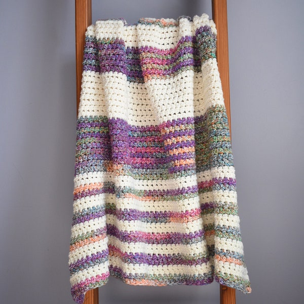 Sunset Stripes Crochet Blanket/Throw PATTERN