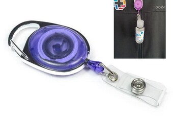 Purple Premier Badge Reel FREE POST with O Ring and 50ml Hand Sanitiser Bottle - Pack of 10