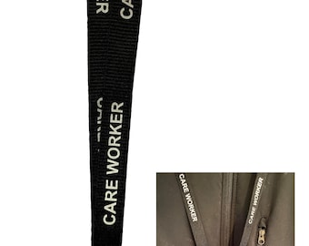 Pre-Printed Care Worker Lanyard FREEPOST with Metal Lobster Clip & Safety Breakaway