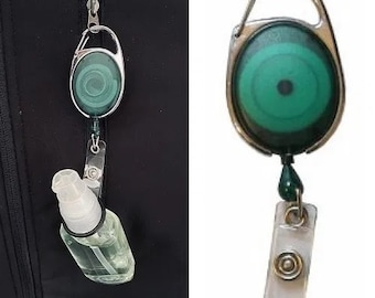 Green Premier Badge Reel FREE POST with O Ring to hold Hand Sanitiser