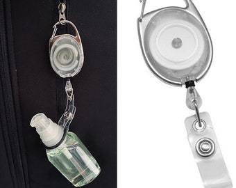 White Premier Badge Reel FREE POST with O Ring to hold Hand Sanitiser