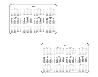2026 - 2027 Calendars, printed on PVC Micron Cards, fits in wallets.