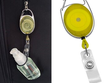 Yellow Premier Badge Reel FREE POST with O Ring to hold Hand Sanitiser