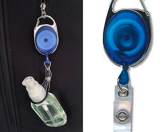 Royal Blue Premier Badge Reel FREE POST with O Ring to hold Hand Sanitiser