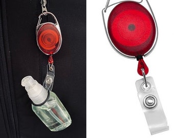 Red Premier Badge Reel FREE POST with O Ring to hold Hand Sanitiser