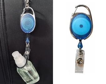 Light Blue (NHS shade) Premier Badge Reel FREE POST with O Ring to hold Hand Sanitiser