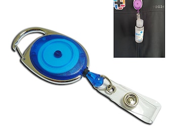 Light Blue Premier Badge Reel FREE POST with O Ring and 50ml Hand Sanitiser Bottle - Pack of 10