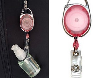 Pink Premier Badge Reel FREE POST with O Ring to hold Hand Sanitiser