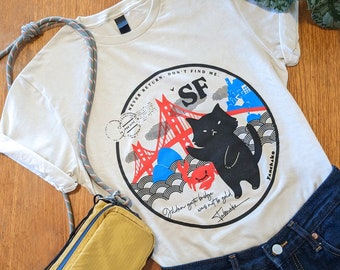 San Franciso / black cat t shirt / Gift for Cat Lover / Kawaii / Cat T-Shirt / Unisex T-Shirt