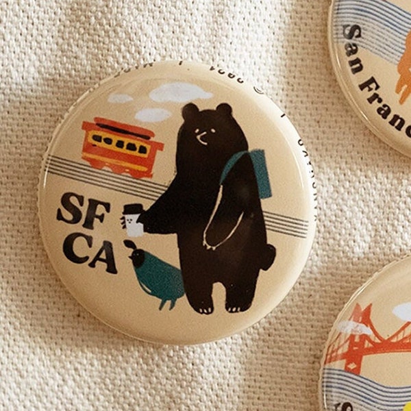 San Francisco BEAR Button / pins / SF souvenir