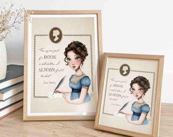 Art Print Jane Austen Portrait | Regency Print | Wall Art | Gifts for Readers