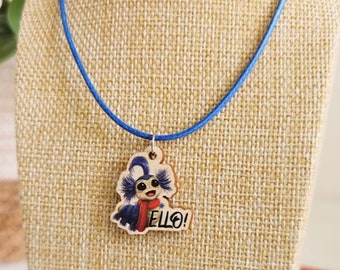 Ello Worm Labyrinth Necklace – Blue Cord, Wooden Charm