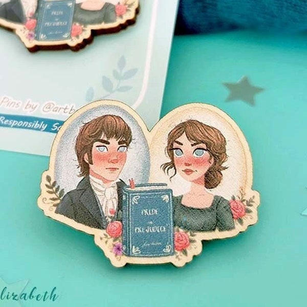 Wooden Pin Pride & Prejudice – Jane Austen Novels Pin – Cute Pins - Eco Friendly Pins