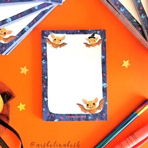 Notizblock Süße Fledermäuse - Halloween Notizblock - Fantasy Memopads - Umweltfreundlicher Notizblock - DIN A7 Größe