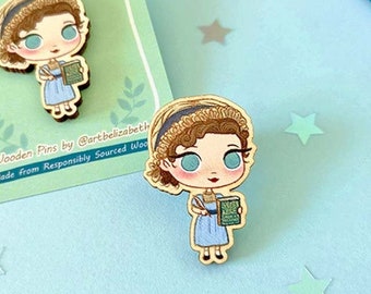 Jane Austen Holz Anstecker – Anstecker aus Birkensperrholz