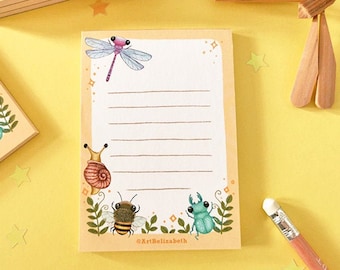 Memopad Bugs –Cute Bugs Notepad - Cute Desk Memopads – Eco Friendly Memopads -Kawaii Stationary-Nature - Bee–Snail–Beetle-Dragonfly- A7 Size