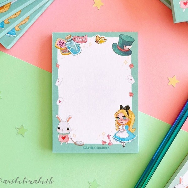 Memopad Wonderland – Cute Alice in Wonderland Notepad -Fantasy Memopads -Cute Desk Memopads–Eco Friendly Memopads