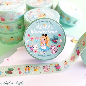 Washi Tape Wonderland - Kawaii Washi Tape Planner Tapes – Cute Pattern Washi Tape – Kawaii Stationery – Decorative Tape –Alice in Wonderland