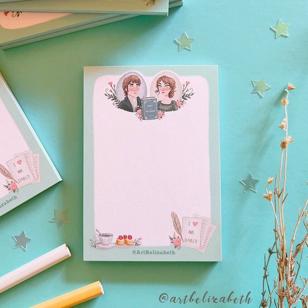 Memopad Pride and Prejudice - Cute Notepad - Jane Austen - Cute Desk Memopads - Kawaii – Eco Friendly -Cute–Romantic – Tea Time– Cottagecore