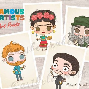 Art Prints - Famous Artists / Frida / Van Gogh / Dali / Da Vinci