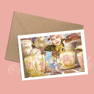 Carte postale Alice Mad Tea Party, carte de voeux A6 + enveloppe kraft