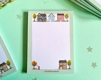 Memopad English Houses –Cute Houses Notepads-Cottages Memopads-Kawaii–Eco Friendly-Cute-Kawaii-Stationary–Home Notepads–Cottagecore -A7 Size