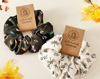 Bugs Scrunchies – Süße schwarz-weiße Scrunchie-Haargummis – Haar-Accessoires – Haar-Scrunchies-Set – Geschenke für Sie – Bienenkäfer-Schnecke