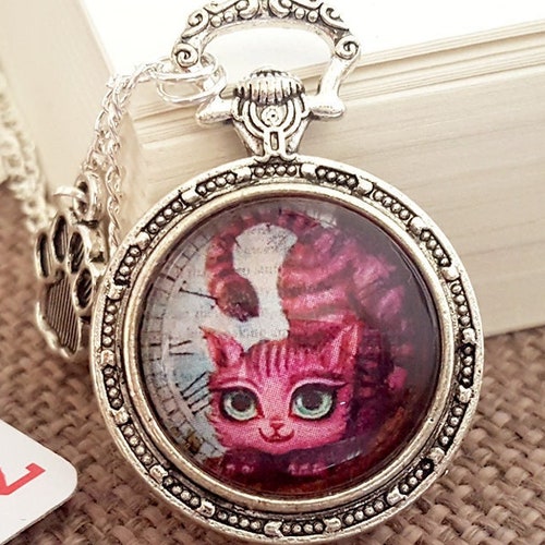 Alice in Wonderland Necklace Pendant With White Rabbit Charm - Etsy