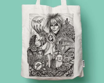 Labyrinth Sketch Tote Bag – Organic Cotton Long Handle Eco Bag