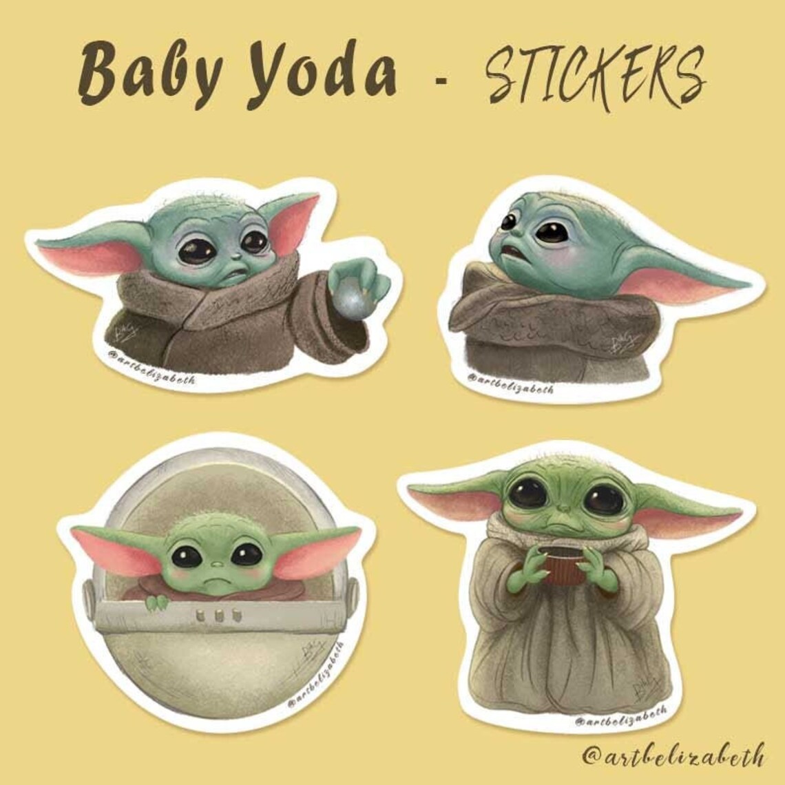 Baby Yoda Stickers Etsy
