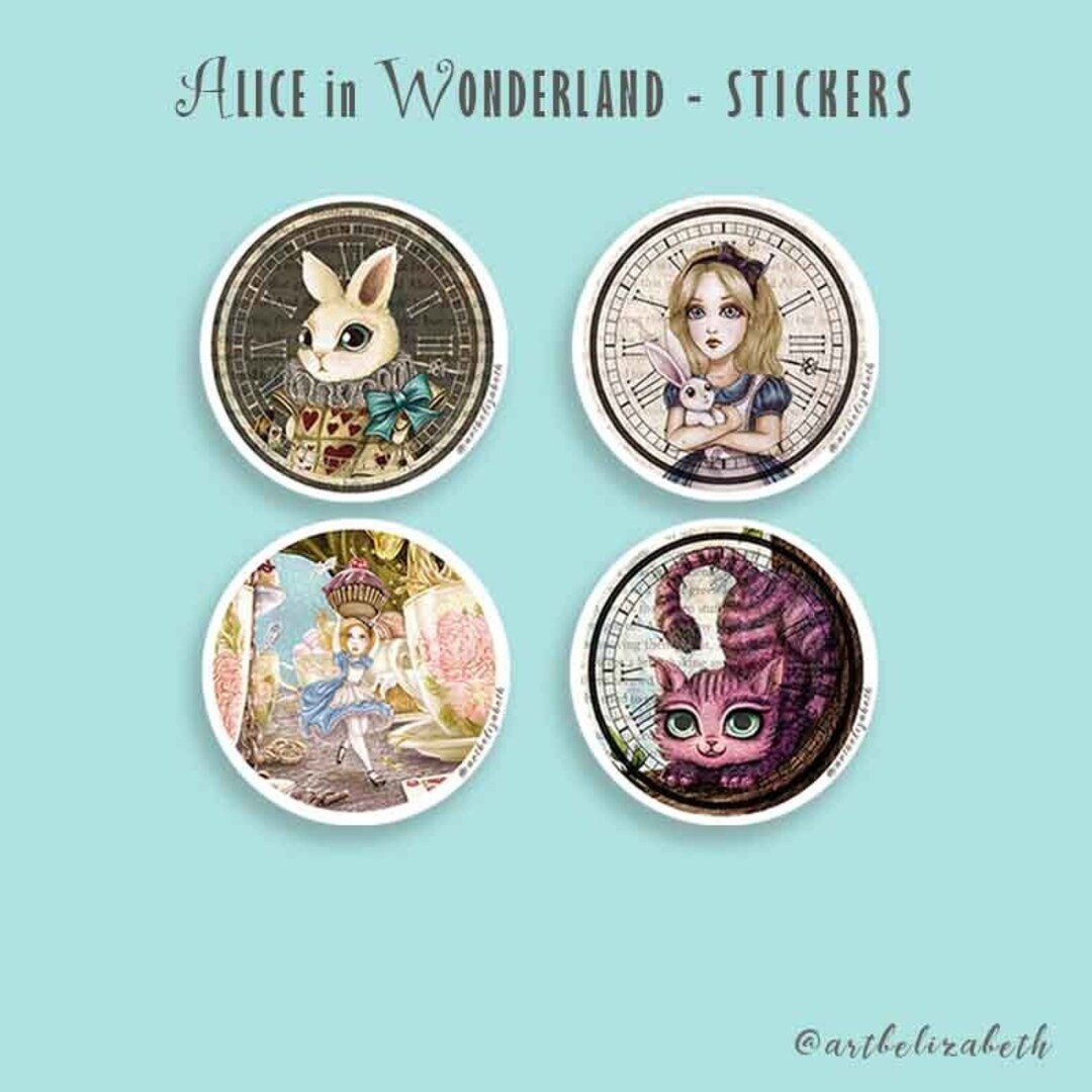 Alice in Wonderland Stickers | White Rabbit | Cheshire Cat | Mad Tea ...